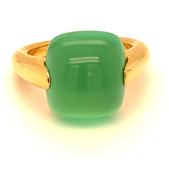 Green Cats Eye Calcite 14.00ct Solid 18K AU Ring - Picture 1 of 6